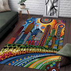The Gold Coast Queensland Area Rug Australian Landscapes Aboriginal Dot Painting