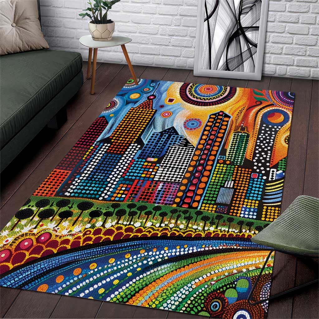 The Gold Coast Queensland Area Rug Australian Landscapes Aboriginal Dot Painting