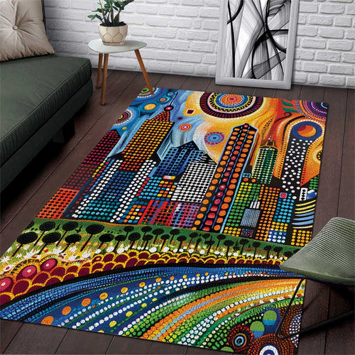 The Gold Coast Queensland Area Rug Australian Landscapes Aboriginal Dot Painting