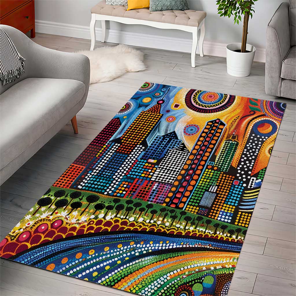 The Gold Coast Queensland Area Rug Australian Landscapes Aboriginal Dot Painting