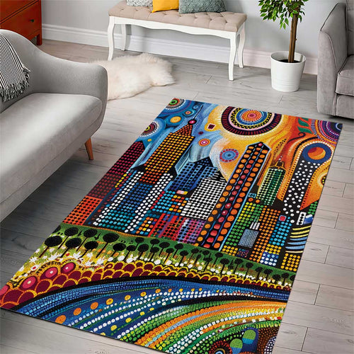 The Gold Coast Queensland Area Rug Australian Landscapes Aboriginal Dot Painting