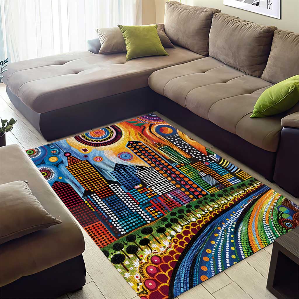 The Gold Coast Queensland Area Rug Australian Landscapes Aboriginal Dot Painting
