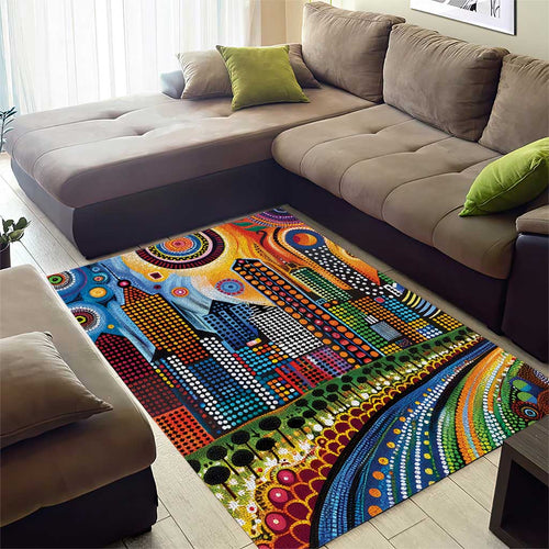 The Gold Coast Queensland Area Rug Australian Landscapes Aboriginal Dot Painting