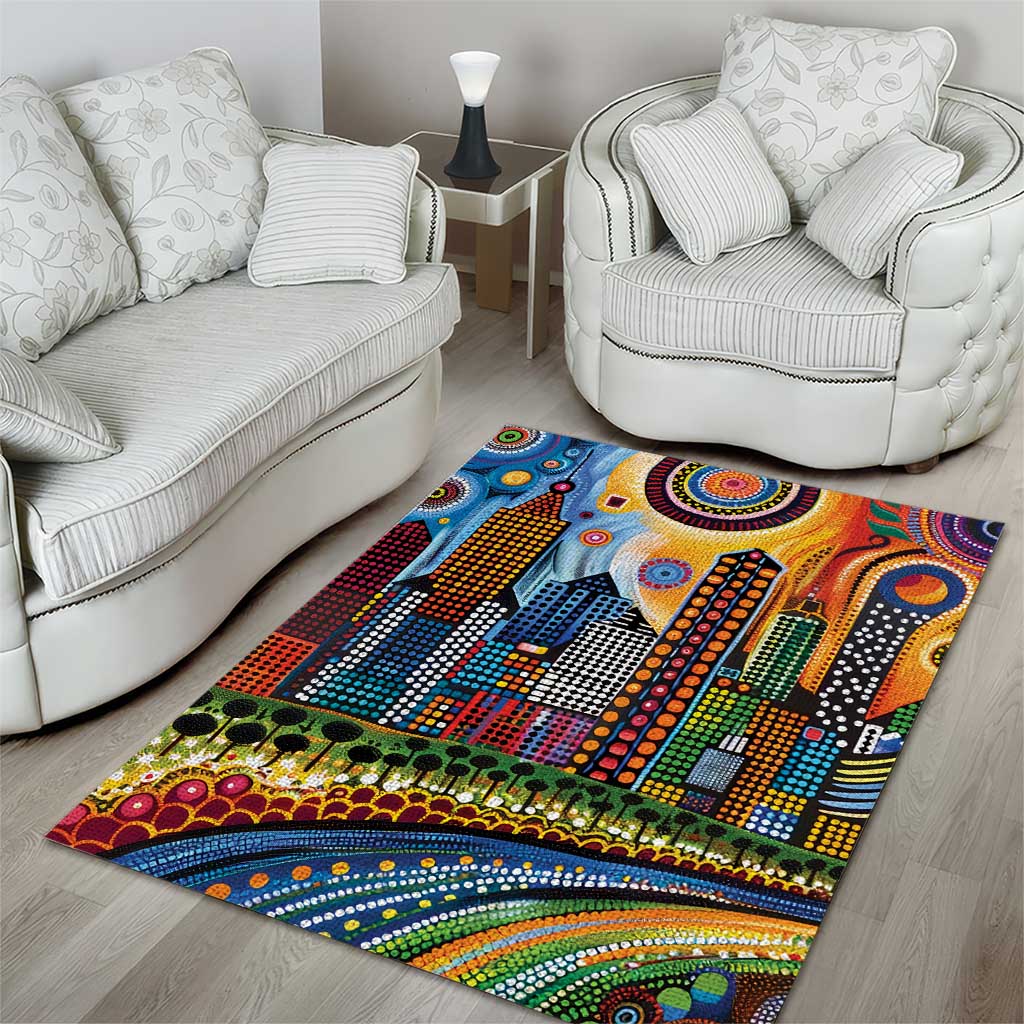 The Gold Coast Queensland Area Rug Australian Landscapes Aboriginal Dot Painting
