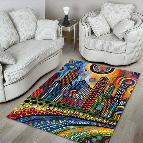 The Gold Coast Queensland Area Rug Australian Landscapes Aboriginal Dot Painting