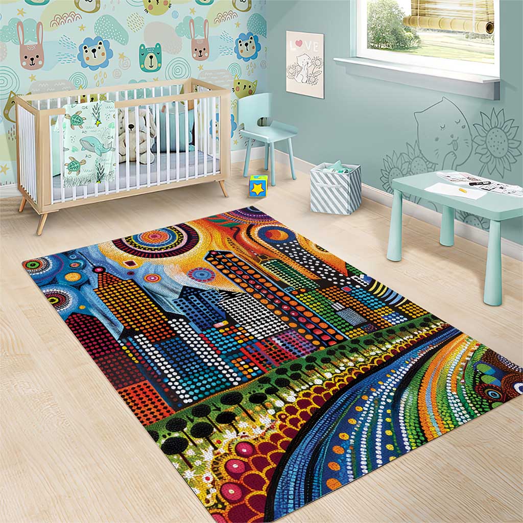 The Gold Coast Queensland Area Rug Australian Landscapes Aboriginal Dot Painting