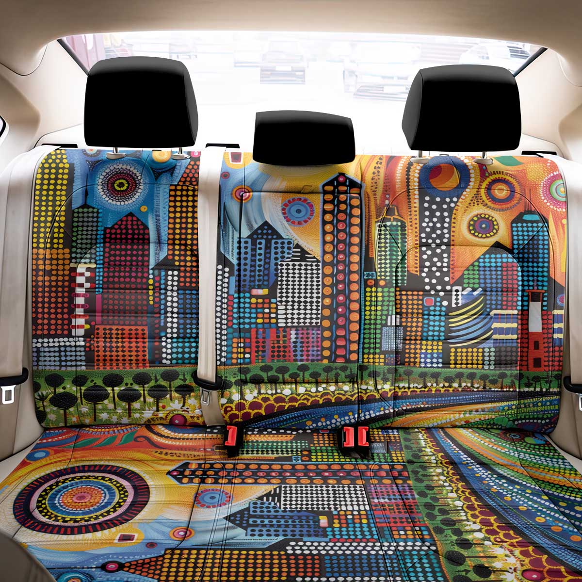 The Gold Coast Queensland Back Car Seat Cover Australian Landscapes Aboriginal Dot Painting
