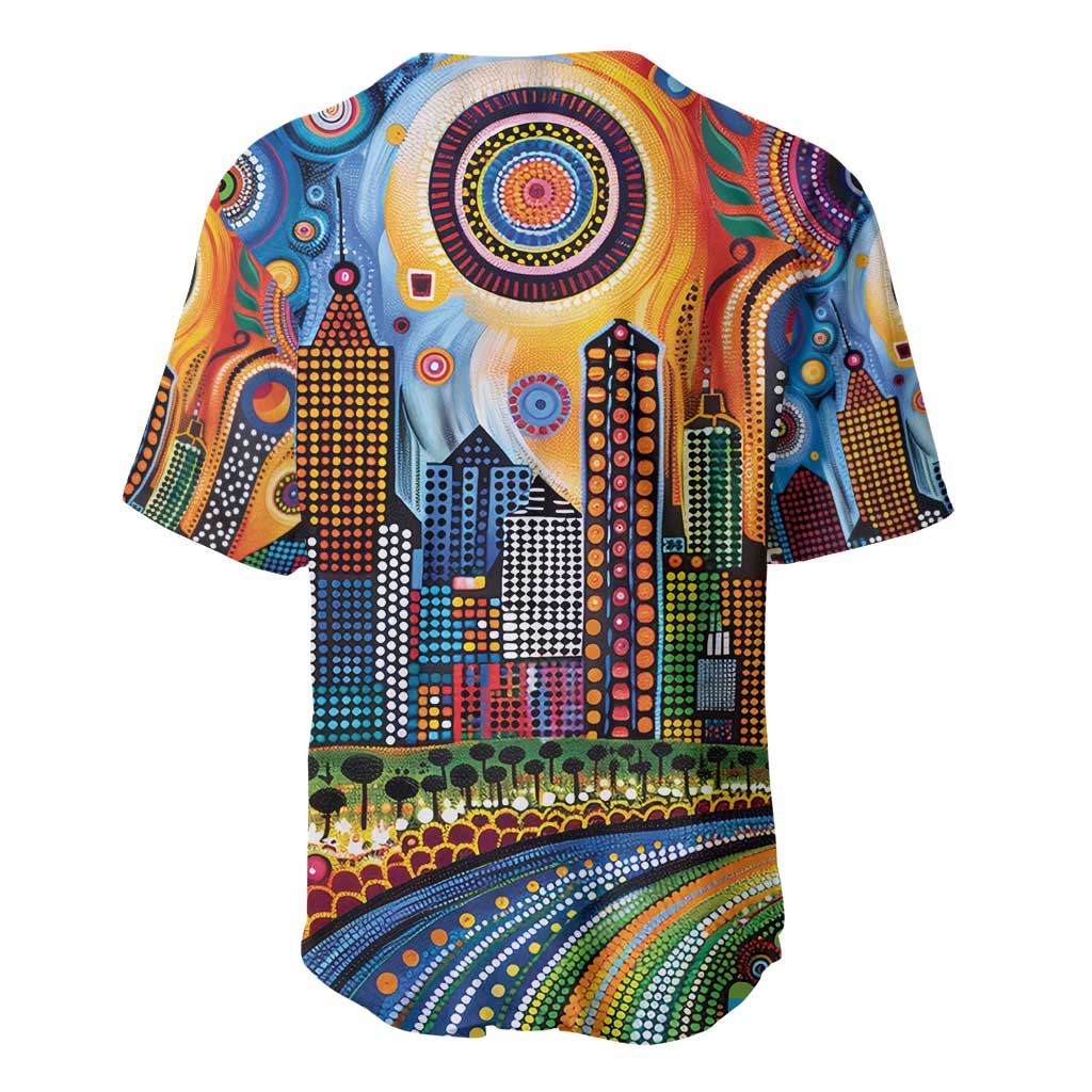 The Gold Coast Queensland Baseball Jersey Australian Landscapes Aboriginal Dot Painting