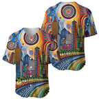 The Gold Coast Queensland Baseball Jersey Australian Landscapes Aboriginal Dot Painting