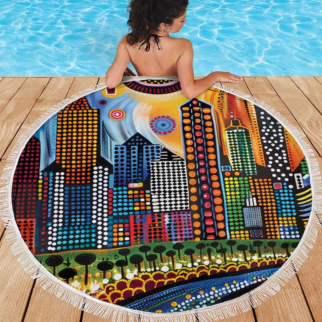 The Gold Coast Queensland Beach Blanket Australian Landscapes Aboriginal Dot Painting
