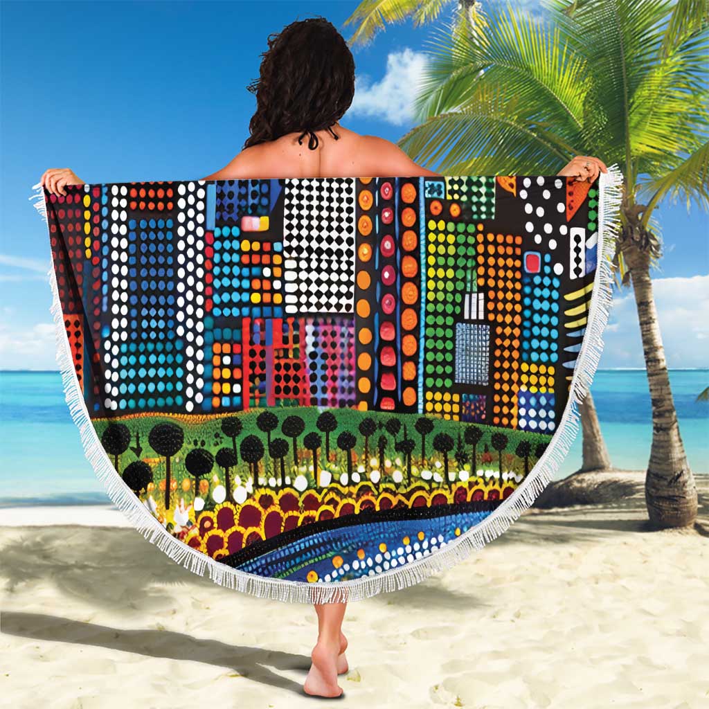 The Gold Coast Queensland Beach Blanket Australian Landscapes Aboriginal Dot Painting