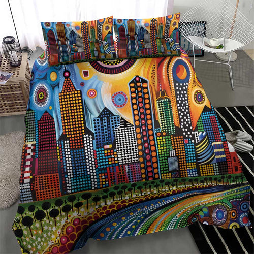 The Gold Coast Queensland Bedding Set Australian Landscapes Aboriginal Dot Painting