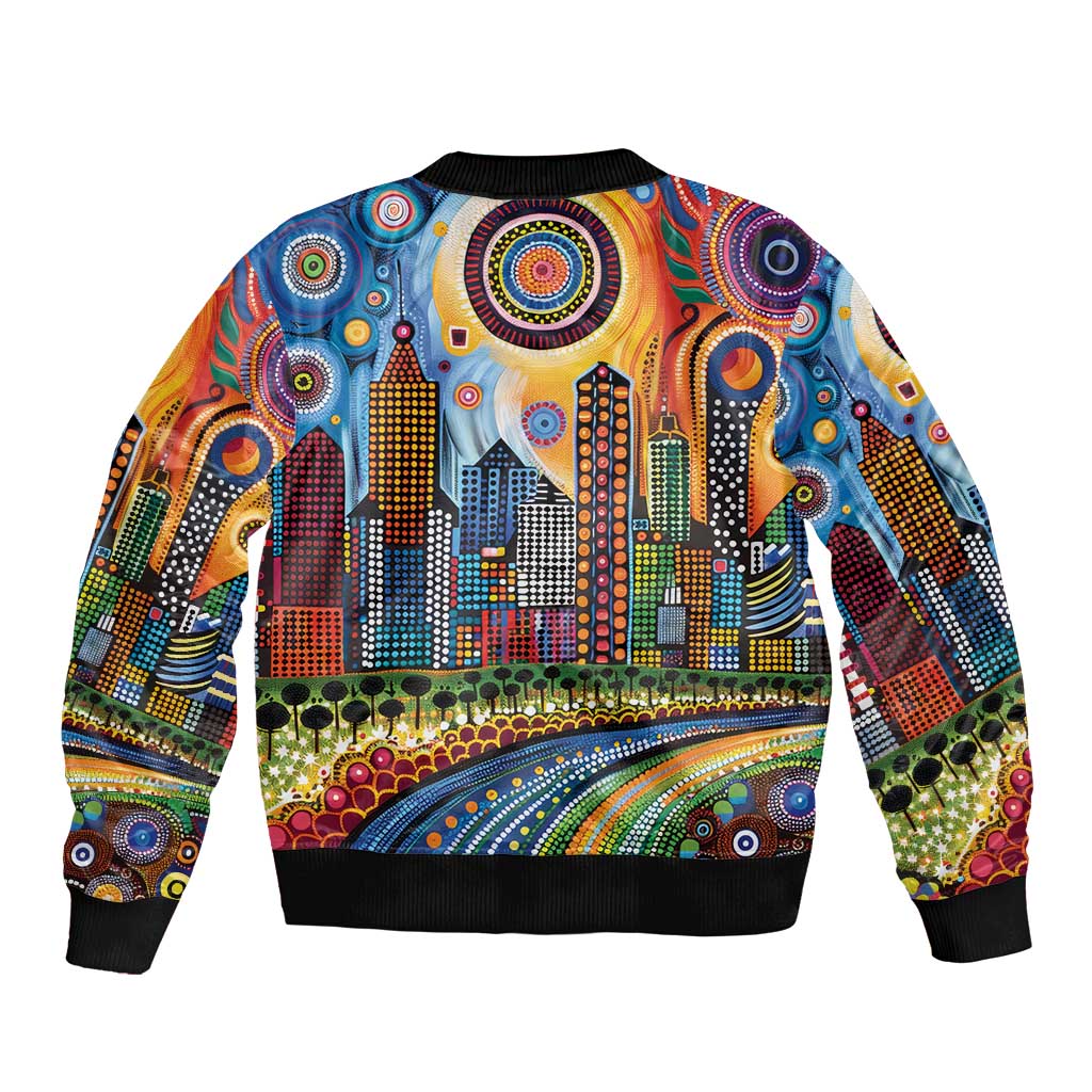 The Gold Coast Queensland Bomber Jacket Australian Landscapes Aboriginal Dot Painting