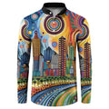 The Gold Coast Queensland Button Sweatshirt Australian Landscapes Aboriginal Dot Painting