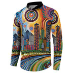The Gold Coast Queensland Button Sweatshirt Australian Landscapes Aboriginal Dot Painting