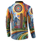 The Gold Coast Queensland Button Sweatshirt Australian Landscapes Aboriginal Dot Painting