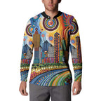 The Gold Coast Queensland Button Sweatshirt Australian Landscapes Aboriginal Dot Painting