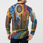 The Gold Coast Queensland Button Sweatshirt Australian Landscapes Aboriginal Dot Painting