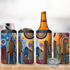 The Gold Coast Queensland 4 in 1 Can Cooler Tumbler Australian Landscapes Aboriginal Dot Painting