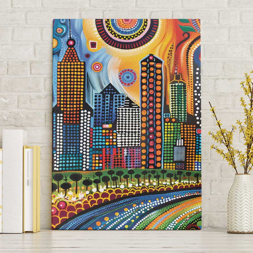 The Gold Coast Queensland Canvas Wall Art Australian Landscapes Aboriginal Dot Painting