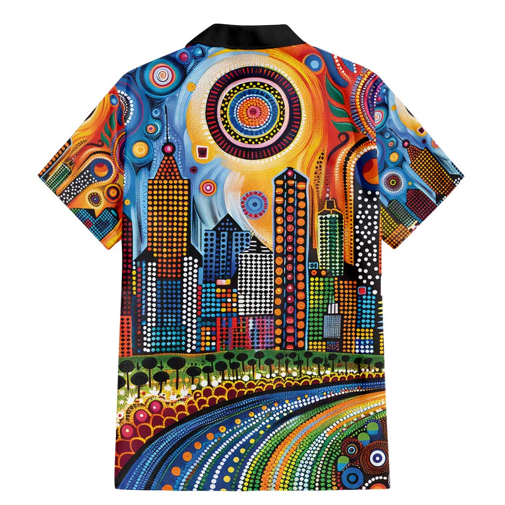The Gold Coast Queensland Family Matching Mermaid Dress and Hawaiian Shirt Australian Landscapes Aboriginal Dot Painting