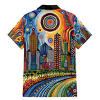 The Gold Coast Queensland Family Matching Mermaid Dress and Hawaiian Shirt Australian Landscapes Aboriginal Dot Painting