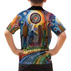 The Gold Coast Queensland Family Matching Off The Shoulder Long Sleeve Dress and Hawaiian Shirt Australian Landscapes Aboriginal Dot Painting