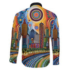 The Gold Coast Queensland Family Matching Off Shoulder Short Dress and Hawaiian Shirt Australian Landscapes Aboriginal Dot Painting