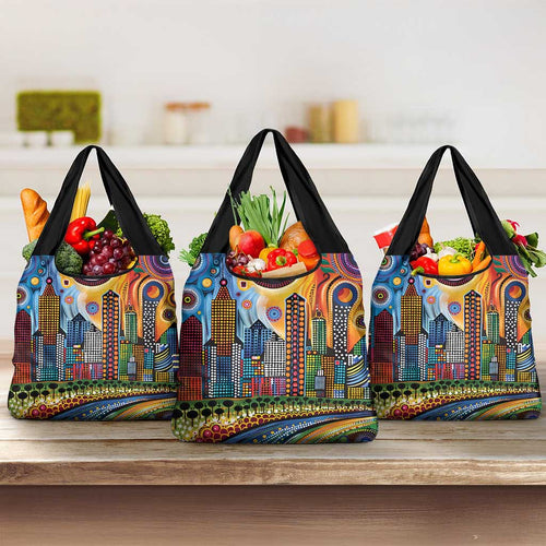 The Gold Coast Queensland Grocery Bag Australian Landscapes Aboriginal Dot Painting