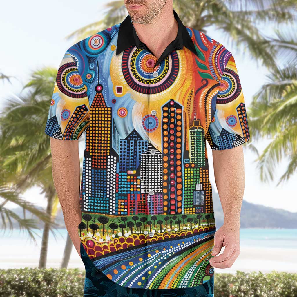 The Gold Coast Queensland Hawaiian Shirt Australian Landscapes Aboriginal Dot Painting