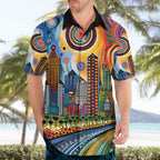 The Gold Coast Queensland Hawaiian Shirt Australian Landscapes Aboriginal Dot Painting