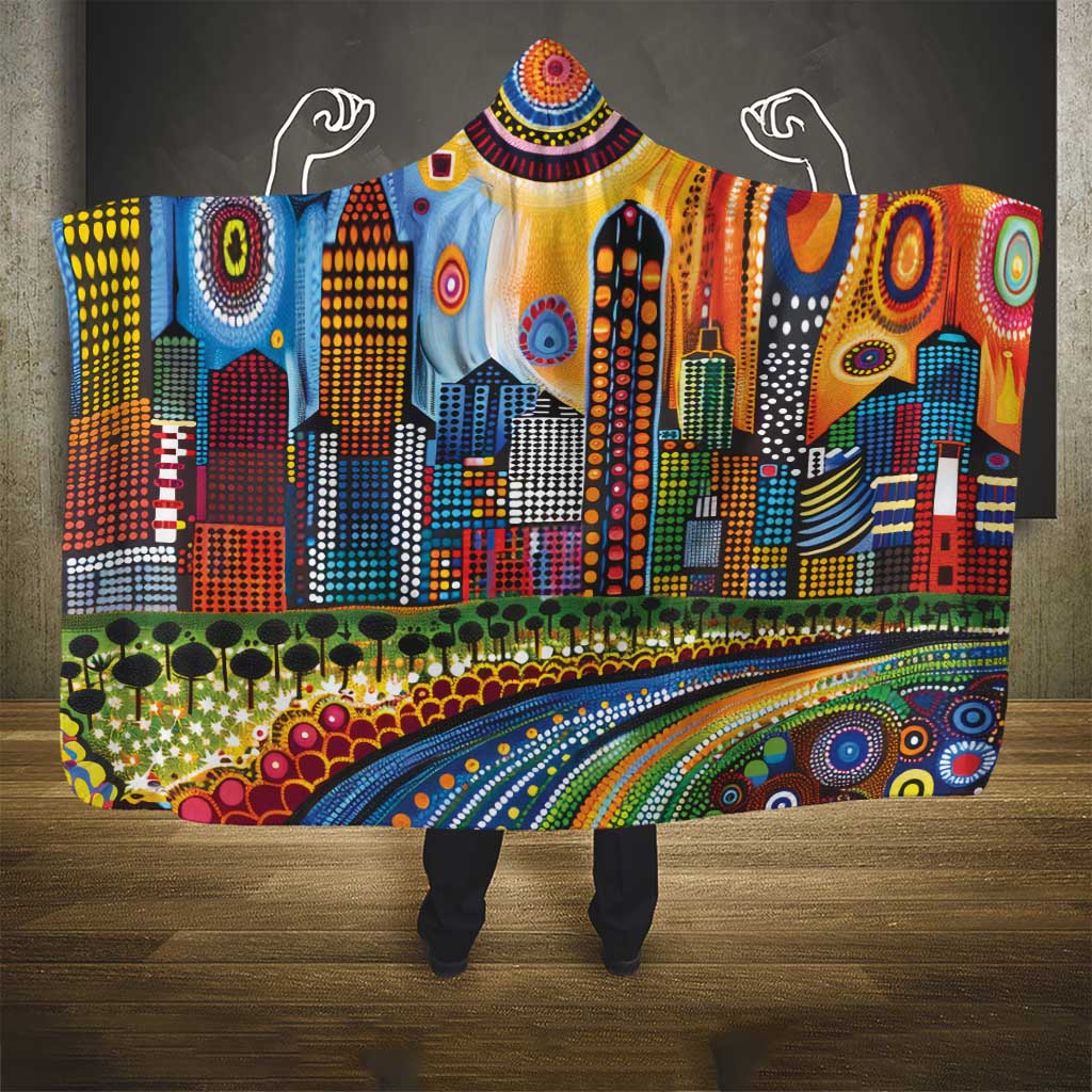 The Gold Coast Queensland Hooded Blanket Australian Landscapes Aboriginal Dot Painting
