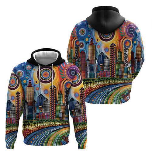 The Gold Coast Queensland Hoodie Australian Landscapes Aboriginal Dot Painting
