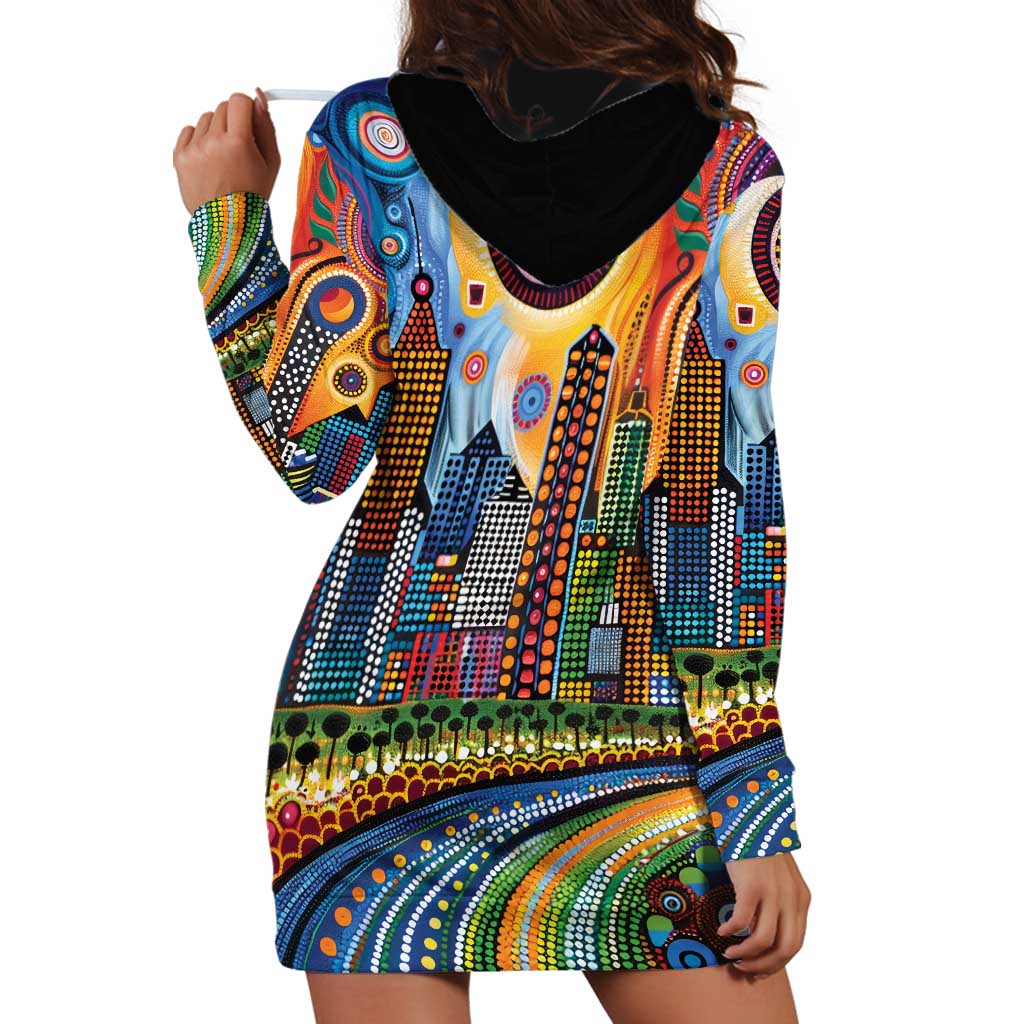 The Gold Coast Queensland Hoodie Dress Australian Landscapes Aboriginal Dot Painting