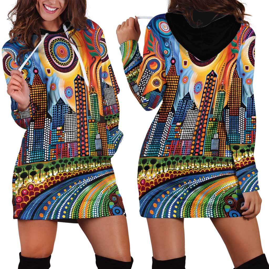The Gold Coast Queensland Hoodie Dress Australian Landscapes Aboriginal Dot Painting