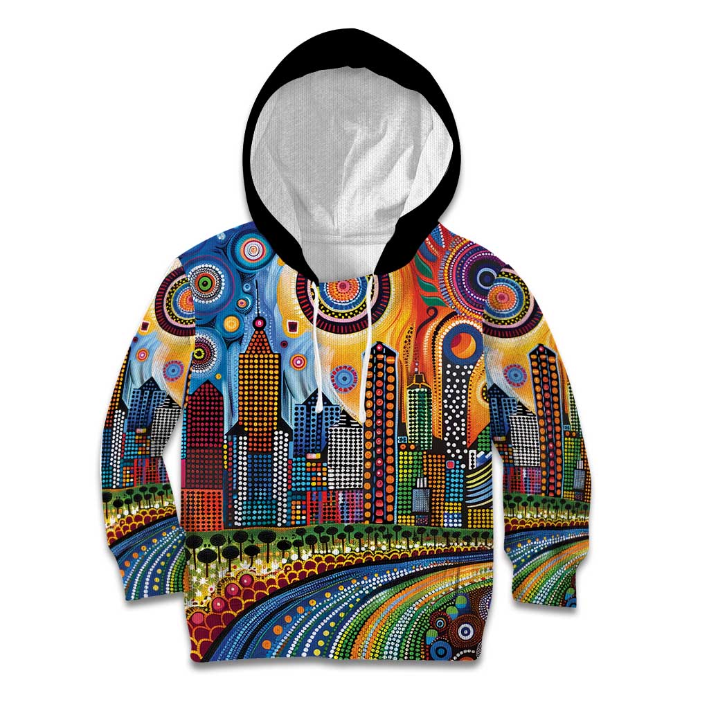 The Gold Coast Queensland Kid Hoodie Australian Landscapes Aboriginal Dot Painting