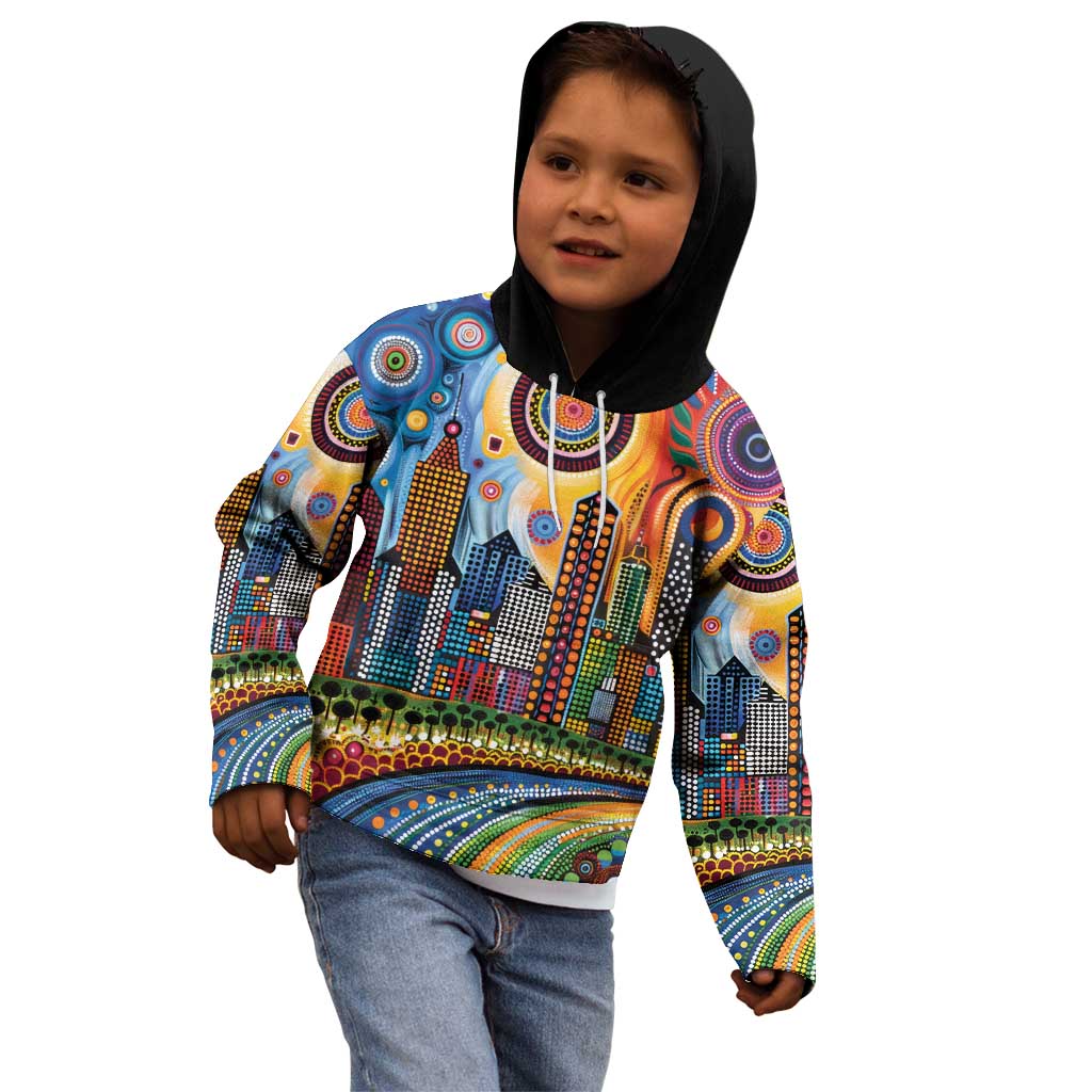 The Gold Coast Queensland Kid Hoodie Australian Landscapes Aboriginal Dot Painting