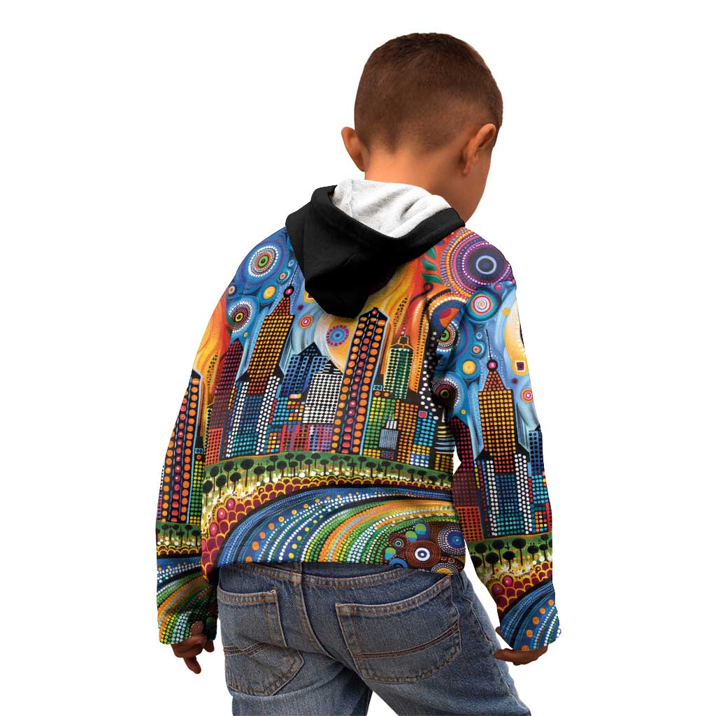 The Gold Coast Queensland Kid Hoodie Australian Landscapes Aboriginal Dot Painting