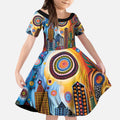 The Gold Coast Queensland Kid Short Sleeve Dress Australian Landscapes Aboriginal Dot Painting