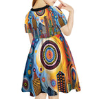 The Gold Coast Queensland Kid Short Sleeve Dress Australian Landscapes Aboriginal Dot Painting