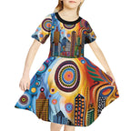 The Gold Coast Queensland Kid Short Sleeve Dress Australian Landscapes Aboriginal Dot Painting