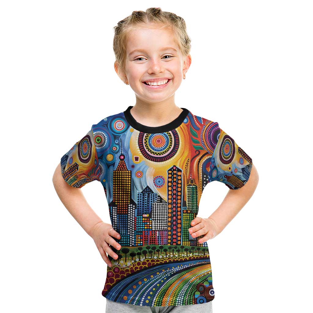 The Gold Coast Queensland Kid T Shirt Australian Landscapes Aboriginal Dot Painting