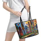 The Gold Coast Queensland Leather Tote Bag Australian Landscapes Aboriginal Dot Painting
