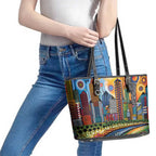 The Gold Coast Queensland Leather Tote Bag Australian Landscapes Aboriginal Dot Painting