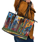 The Gold Coast Queensland Leather Tote Bag Australian Landscapes Aboriginal Dot Painting