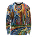 The Gold Coast Queensland Long Sleeve Shirt Australian Landscapes Aboriginal Dot Painting