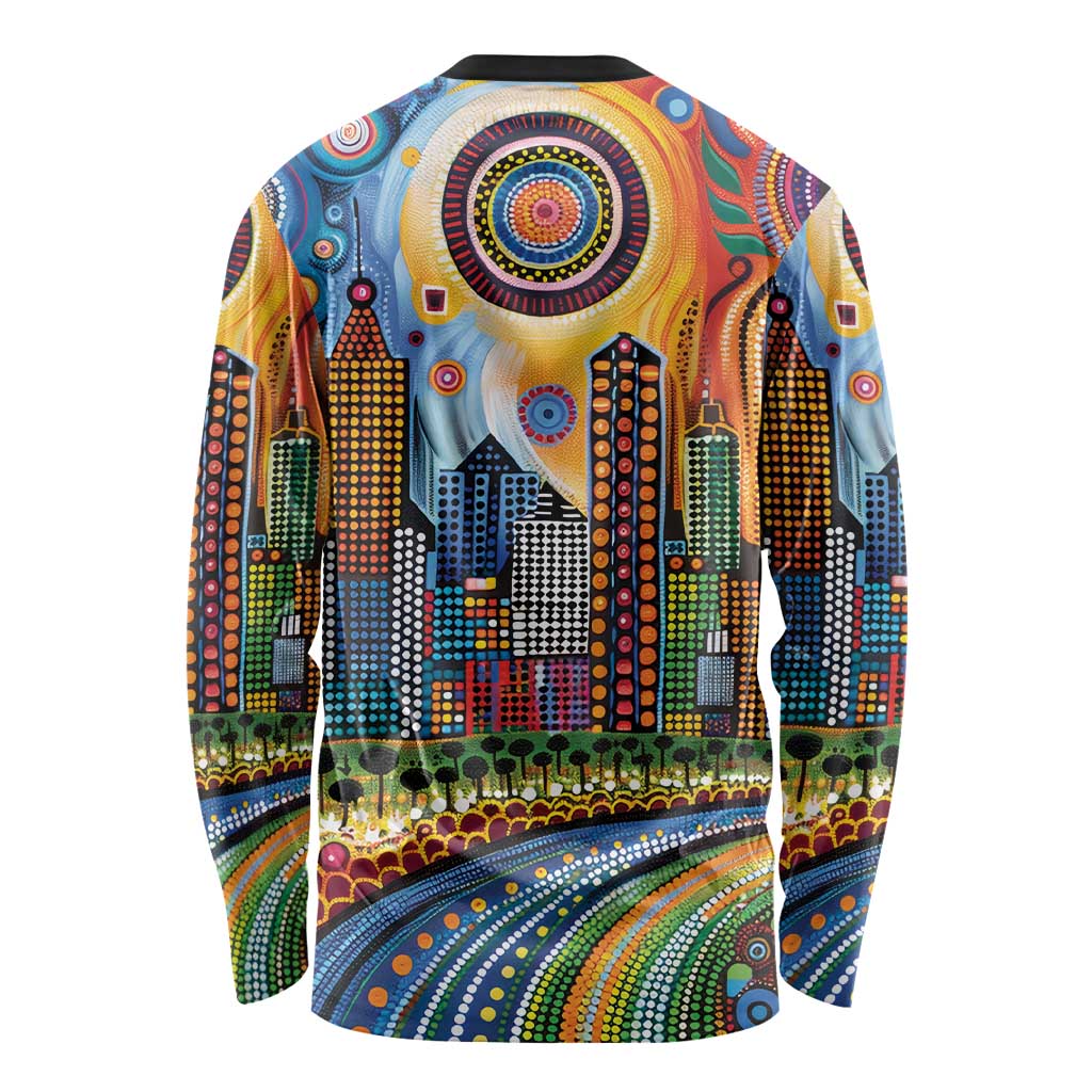 The Gold Coast Queensland Long Sleeve Shirt Australian Landscapes Aboriginal Dot Painting