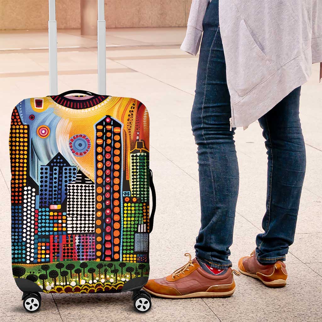 The Gold Coast Queensland Luggage Cover Australian Landscapes Aboriginal Dot Painting