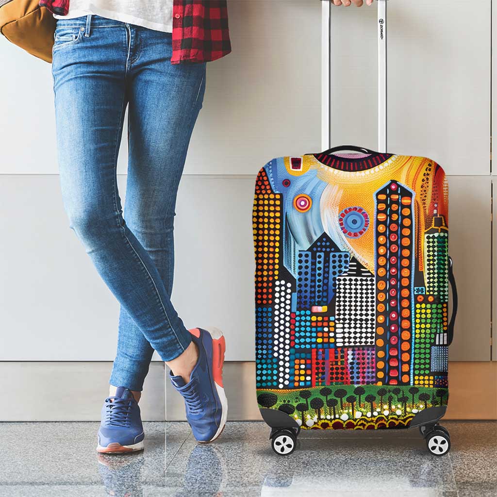The Gold Coast Queensland Luggage Cover Australian Landscapes Aboriginal Dot Painting