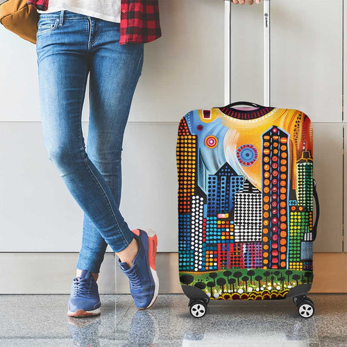 The Gold Coast Queensland Luggage Cover Australian Landscapes Aboriginal Dot Painting